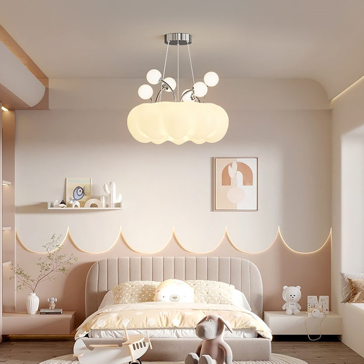 Zeitgenössische nordische Kuppel Wolkenform Kugeln Eisen Glas LED Kronleuchter für das Esszimmer 