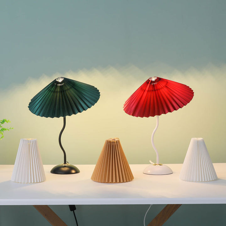 Contemporary Nordic Umbrella Fabric Lampshade Iron Base 1 - Light Table Lamp For Bedroom