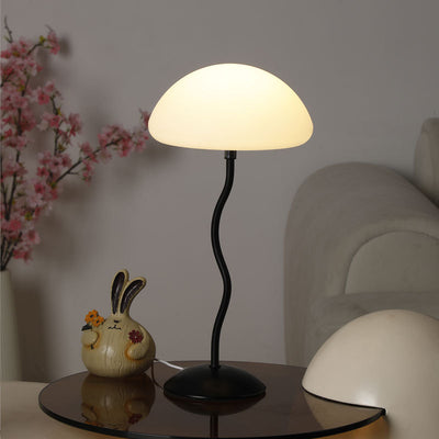 Contemporary Simplicity Mushroom Shape ABS Lampshade Iron Base LED Table Lamp For Bedroom