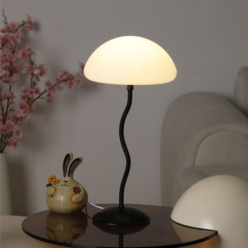 Contemporary Simplicity Mushroom Shape ABS Lampshade Iron Base LED Table Lamp For Bedroom