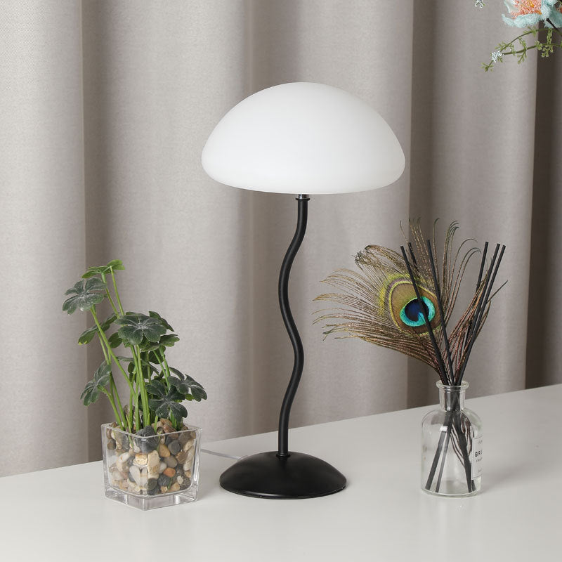 Contemporary Simplicity Mushroom Shape ABS Lampshade Iron Base LED Table Lamp For Bedroom