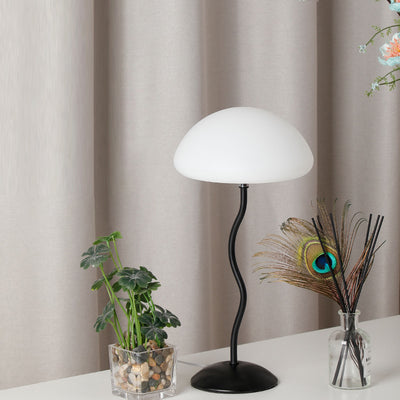 Contemporary Simplicity Mushroom Shape ABS Lampshade Iron Base LED Table Lamp For Bedroom