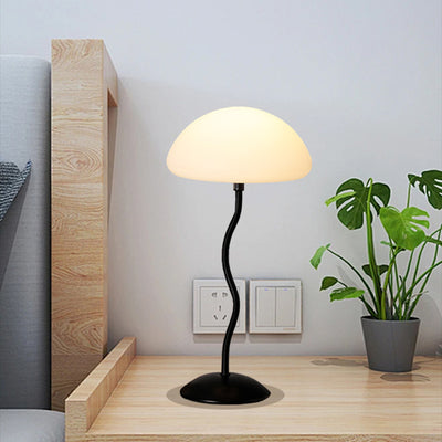 Contemporary Simplicity Mushroom Shape ABS Lampshade Iron Base LED Table Lamp For Bedroom