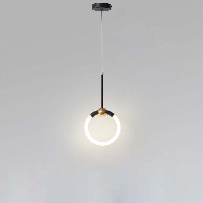 Dôme nordique contemporain rond cercle abat-jour en acrylique et fer lampe à suspension LED pour chambre 