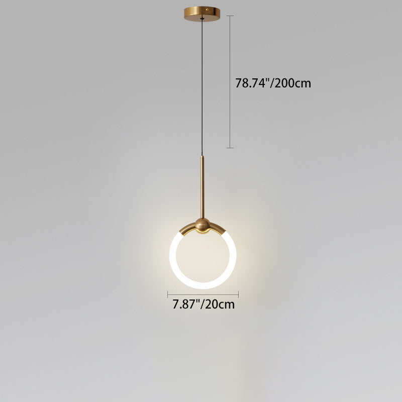 Dôme nordique contemporain rond cercle abat-jour en acrylique et fer lampe à suspension LED pour chambre 