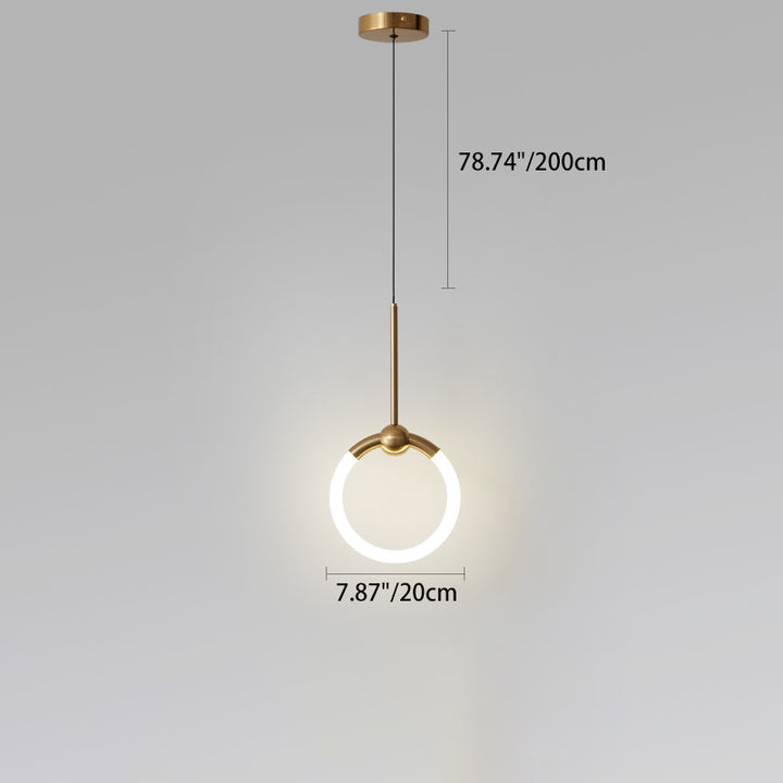 Dôme nordique contemporain rond cercle abat-jour en acrylique et fer lampe à suspension LED pour chambre 