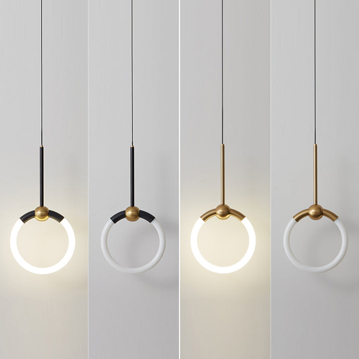Dôme nordique contemporain rond cercle abat-jour en acrylique et fer lampe à suspension LED pour chambre 