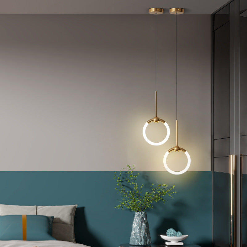 Dôme nordique contemporain rond cercle abat-jour en acrylique et fer lampe à suspension LED pour chambre 