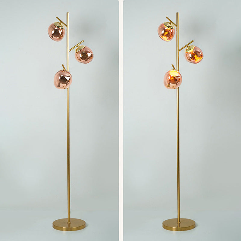 Abat-jour contemporain scandinave rond en acrylique avec base en marbre et lampadaire LED en fer pour salon 
