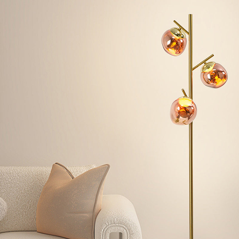 Lampe de sol LED avec abat-jour en acrylique Nordic Lava contemporain et base en fer pour salon 