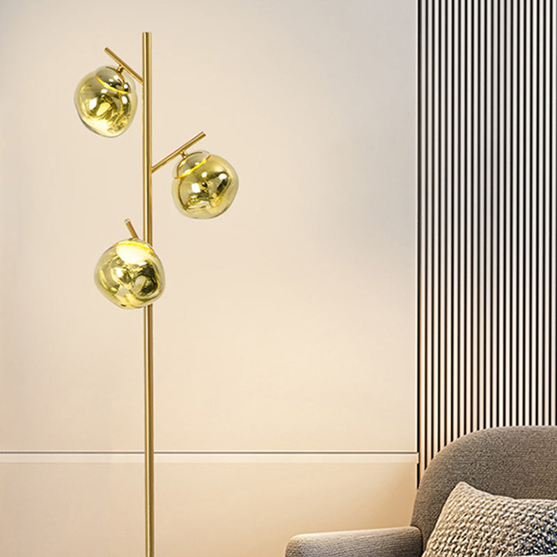 Lampe de sol LED avec abat-jour en acrylique Nordic Lava contemporain et base en fer pour salon 