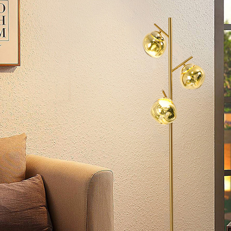 Lampe de sol LED avec abat-jour en acrylique Nordic Lava contemporain et base en fer pour salon 