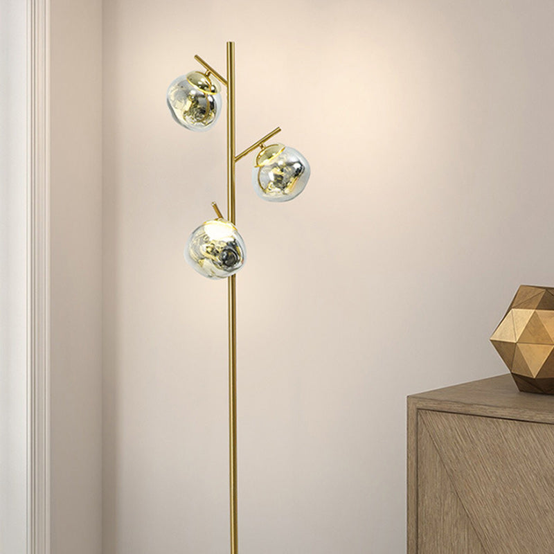 Lampe de sol LED avec abat-jour en acrylique Nordic Lava contemporain et base en fer pour salon 