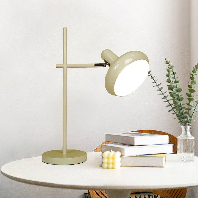 Pantalla de lámpara redonda de hierro nórdico contemporáneo 1 - Lámpara de mesa de luz para dormitorio 