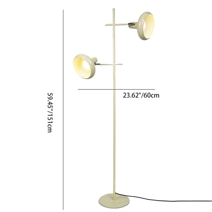 Contemporary Nordic Round Iron Lampshade 2 - Light Standing Floor Lamp For Living Room