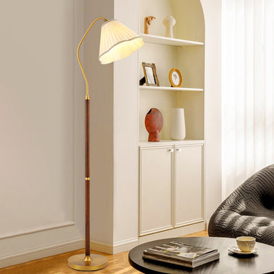 Lámpara de pie de tela de paraguas japonés tradicional Ash Iron 1 - Luz para sala de estar 