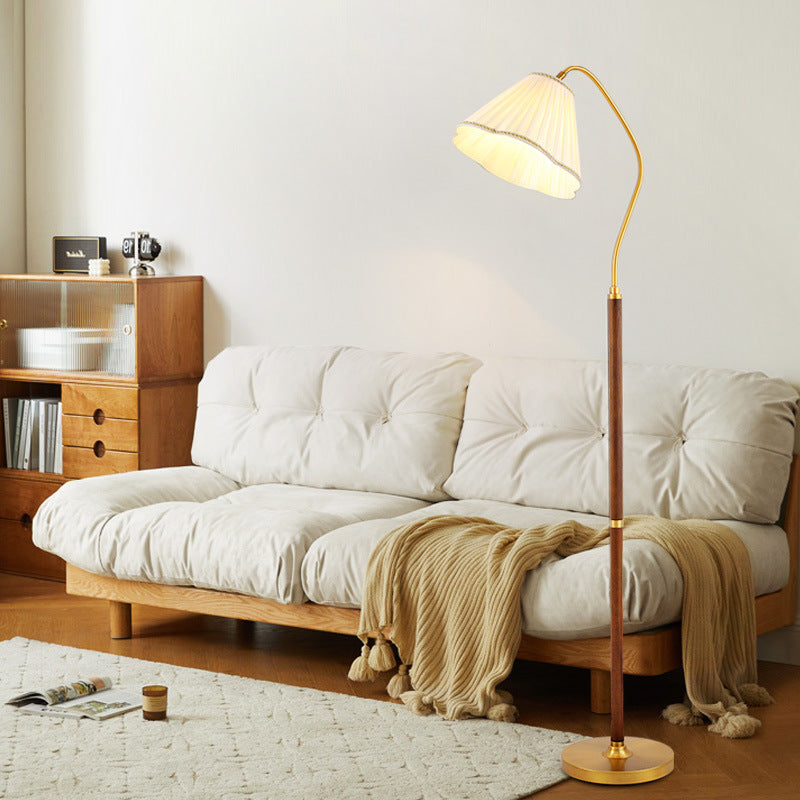 Traditionelle japanische Rockform Rotierbarer Stofflampenschirm Asche Eisenbasis 1 - Licht Stehlampe für Wohnzimmer 
