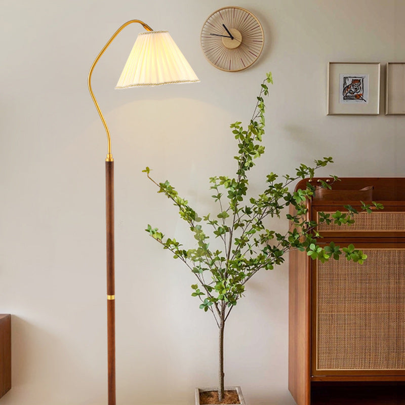 Traditionelle japanische Rockform Rotierbarer Stofflampenschirm Asche Eisenbasis 1 - Licht Stehlampe für Wohnzimmer 