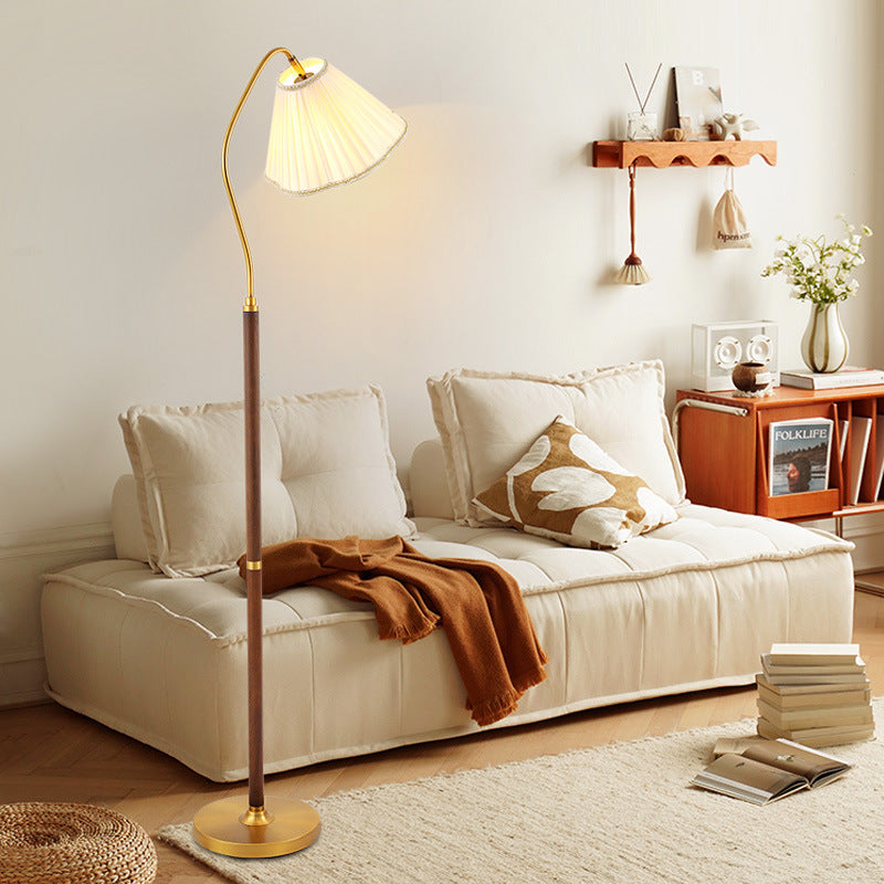 Traditionelle japanische Rockform Rotierbarer Stofflampenschirm Asche Eisenbasis 1 - Licht Stehlampe für Wohnzimmer 