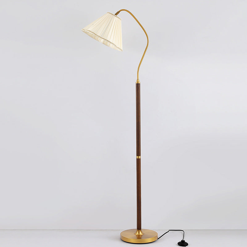 Lámpara de pie de tela de paraguas japonés tradicional Ash Iron 1 - Luz para sala de estar 