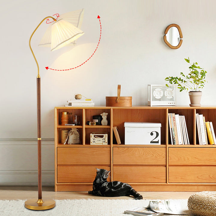 Traditionelle japanische Rockform Rotierbarer Stofflampenschirm Asche Eisenbasis 1 - Licht Stehlampe für Wohnzimmer 