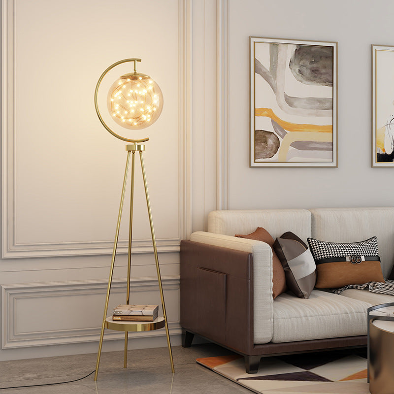 Abat-jour contemporain scandinave rond en acrylique avec base en marbre et lampadaire LED en fer pour salon 
