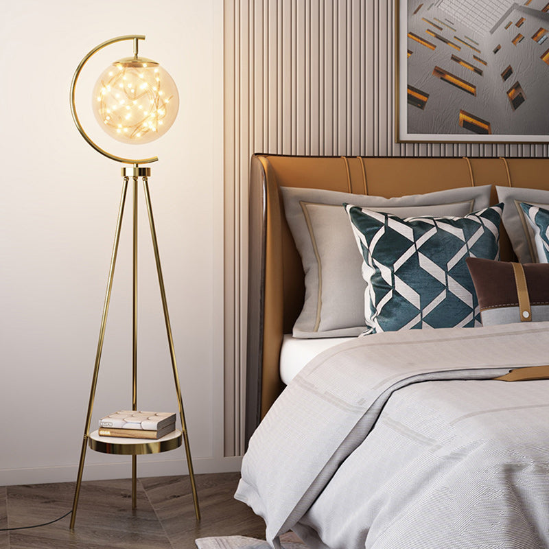 Abat-jour contemporain scandinave rond en acrylique avec base en marbre et lampadaire LED en fer pour salon 