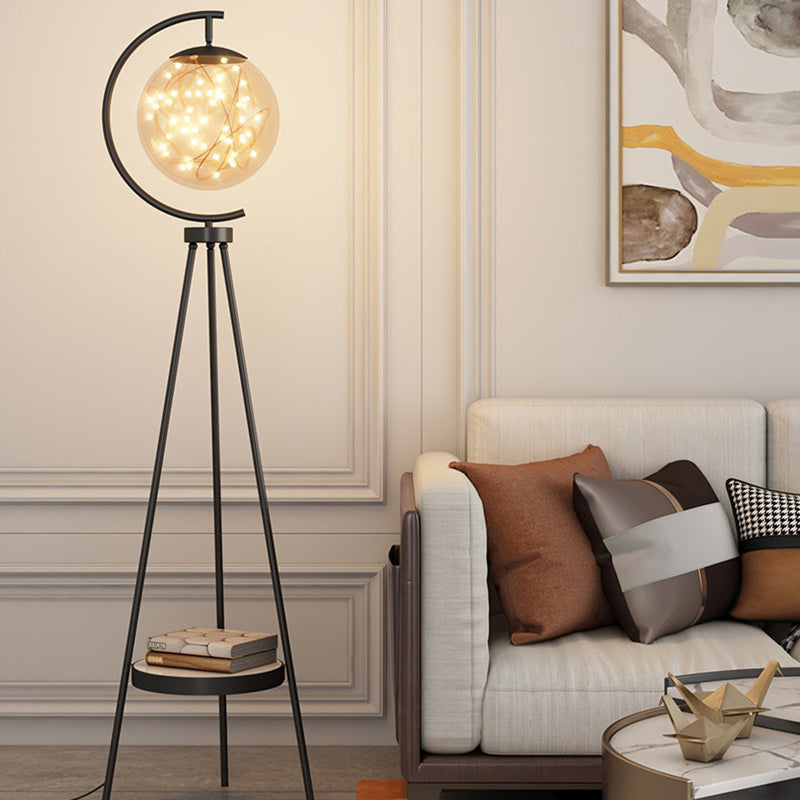 Abat-jour contemporain scandinave rond en acrylique avec base en marbre et lampadaire LED en fer pour salon 