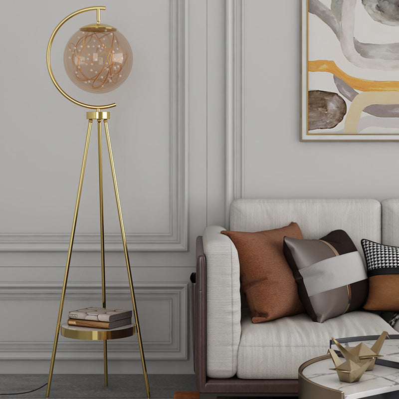 Abat-jour contemporain scandinave rond en acrylique avec base en marbre et lampadaire LED en fer pour salon 