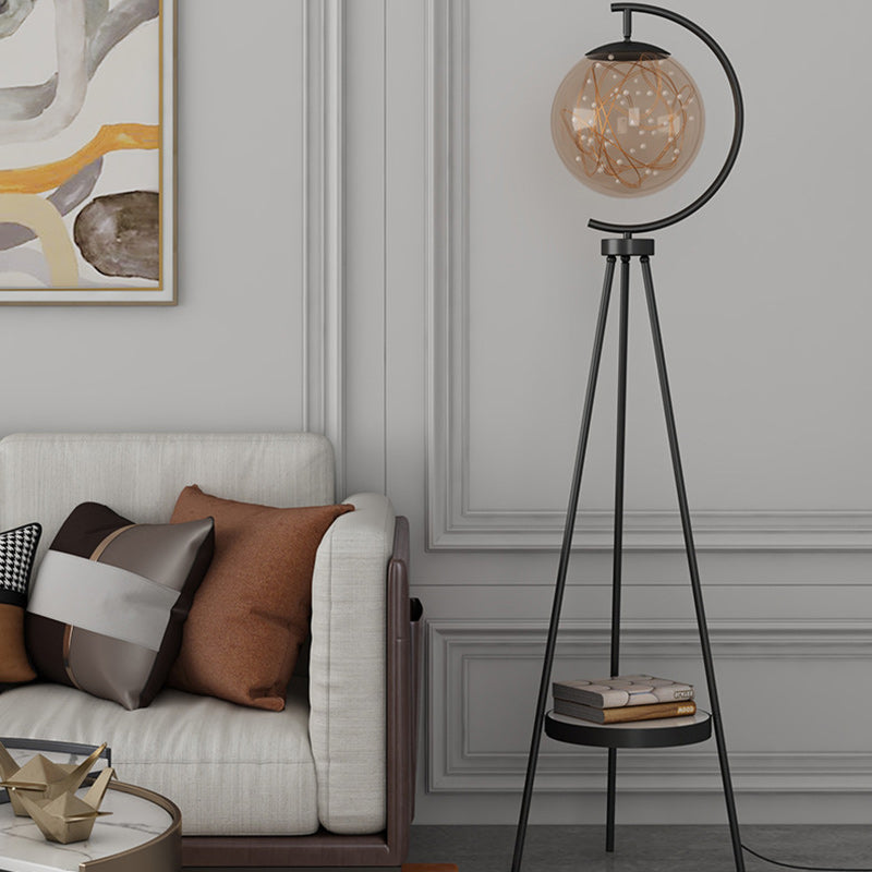Abat-jour contemporain scandinave rond en acrylique avec base en marbre et lampadaire LED en fer pour salon 