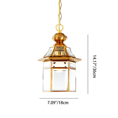 Forma tradicional de casa con cúpula europea Pantalla de lámpara de vidrio de cobre 1 - Luz colgante para sala de estar 