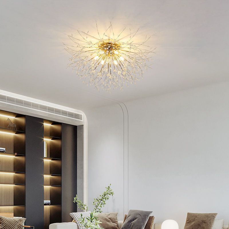 Modern Luxury Dandelion Shape Aluminum Iron 4/5/6/8 - Light Flush Mount Ceiling Light For Living Room