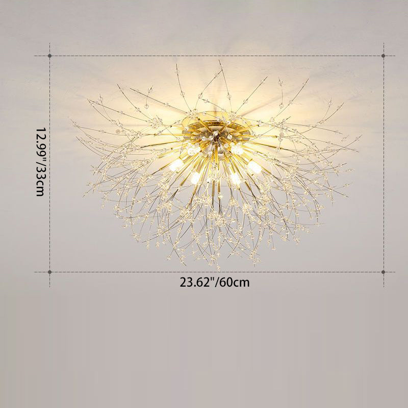 Modern Luxury Dandelion Shape Aluminum Iron 4/5/6/8 - Light Flush Mount Ceiling Light For Living Room