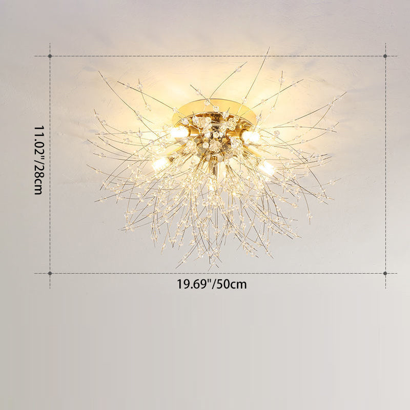 Modern Luxury Dandelion Shape Aluminum Iron 4/5/6/8 - Light Flush Mount Ceiling Light For Living Room