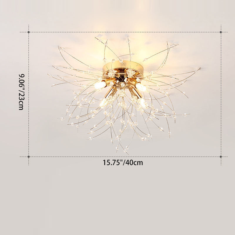 Modern Luxury Dandelion Shape Aluminum Iron 4/5/6/8 - Light Flush Mount Ceiling Light For Living Room