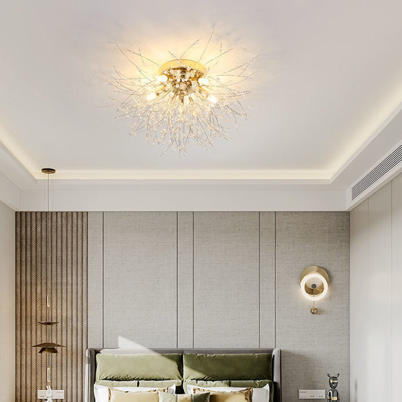 Modern Luxury Dandelion Shape Aluminum Iron 4/5/6/8 - Light Flush Mount Ceiling Light For Living Room