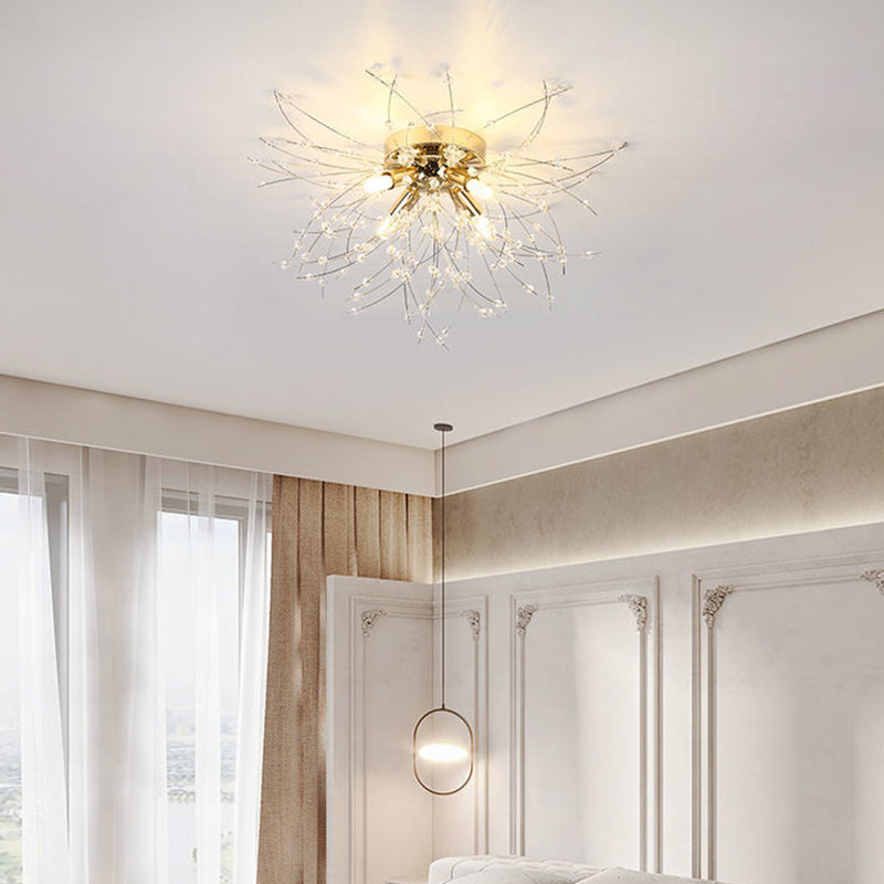 Modern Luxury Dandelion Shape Aluminum Iron 4/5/6/8 - Light Flush Mount Ceiling Light For Living Room