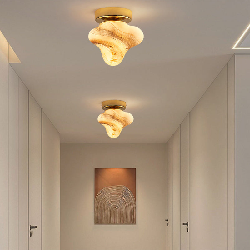 Contemporary Creative Dome Cartoon Starfish Hardware Glass 1 - Light Semi-Flush Mount Ceiling Light For Hallways