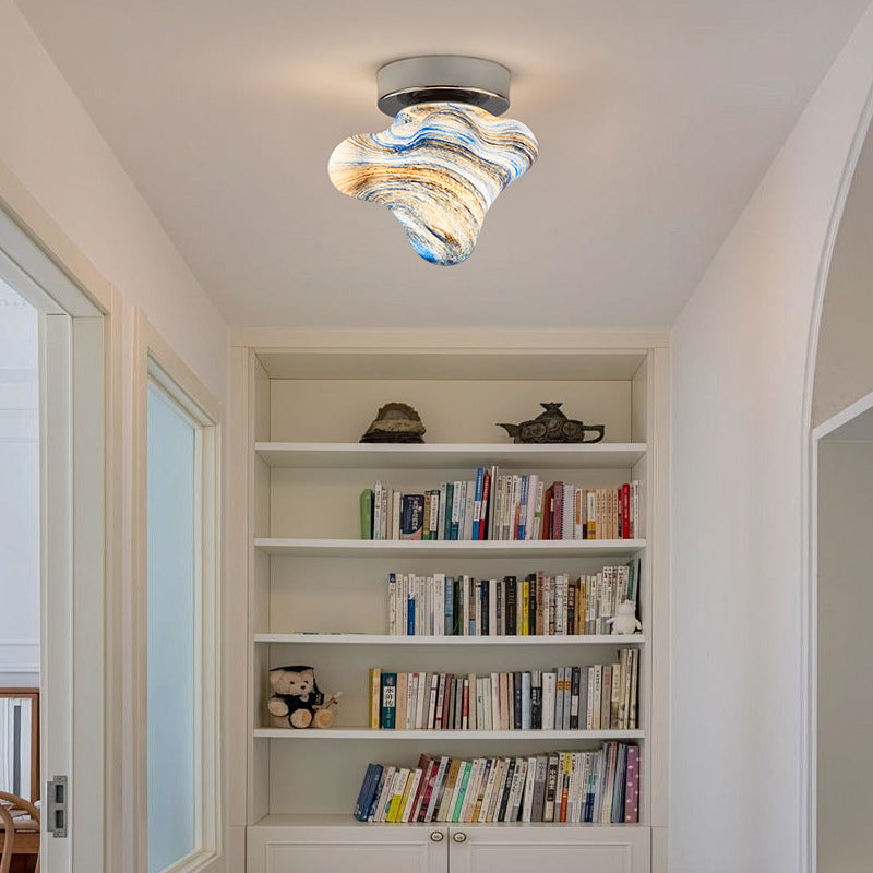 Contemporary Creative Dome Cartoon Starfish Hardware Glass 1 - Light Semi-Flush Mount Ceiling Light For Hallways