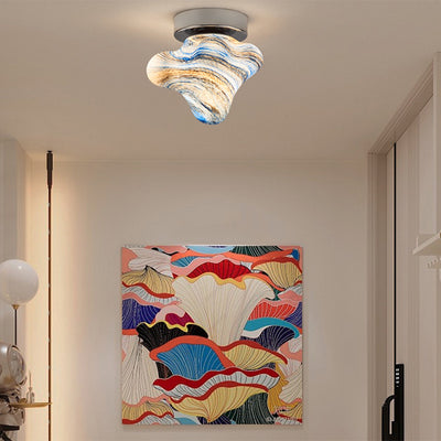 Contemporary Creative Dome Cartoon Starfish Hardware Glass 1 - Light Semi-Flush Mount Ceiling Light For Hallways