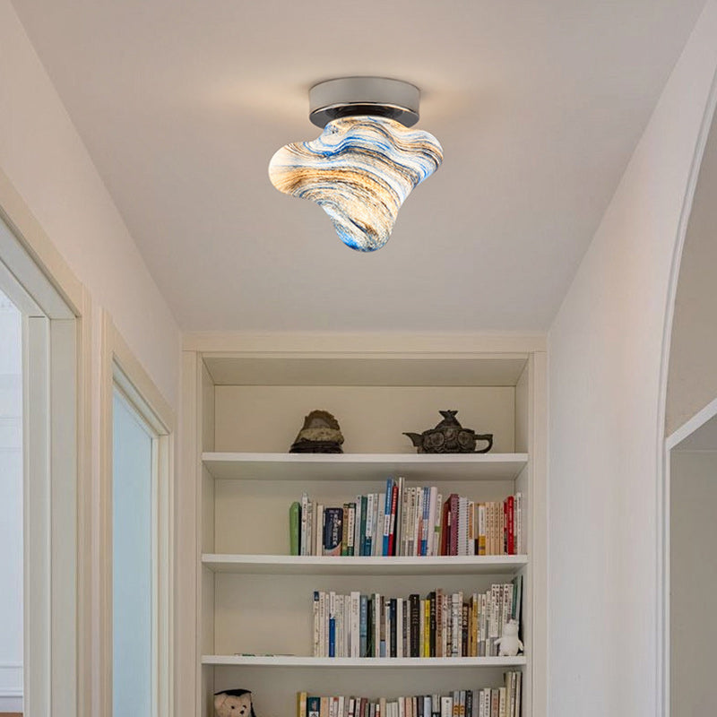 Contemporary Creative Dome Cartoon Starfish Hardware Glass 1 - Light Semi-Flush Mount Ceiling Light For Hallways