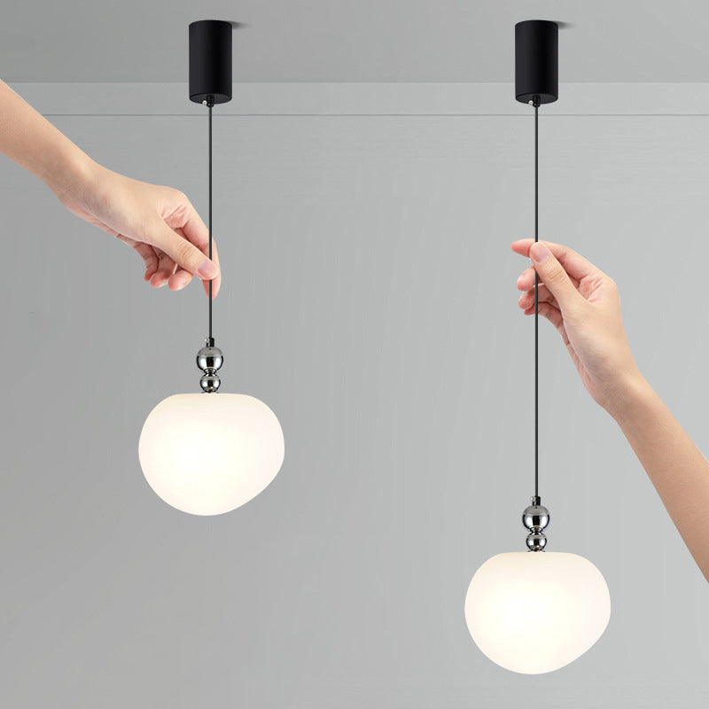 Contemporary Scandinavian Dome Apple Shape Liftable Roto-molding Lampshade Iron LED Pendant Light For Bedroom