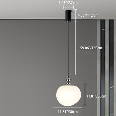 Contemporary Scandinavian Dome Apple Shape Liftable Roto-molding Lampshade Iron LED Pendant Light For Bedroom