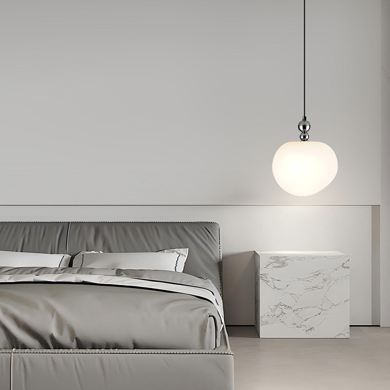 Contemporary Scandinavian Dome Apple Shape Liftable Roto-molding Lampshade Iron LED Pendant Light For Bedroom