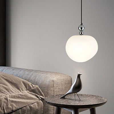 Contemporary Scandinavian Dome Apple Shape Liftable Roto-molding Lampshade Iron LED Pendant Light For Bedroom