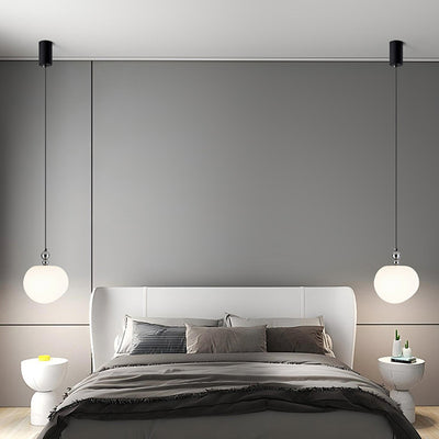 Contemporary Scandinavian Dome Apple Shape Liftable Roto-molding Lampshade Iron LED Pendant Light For Bedroom