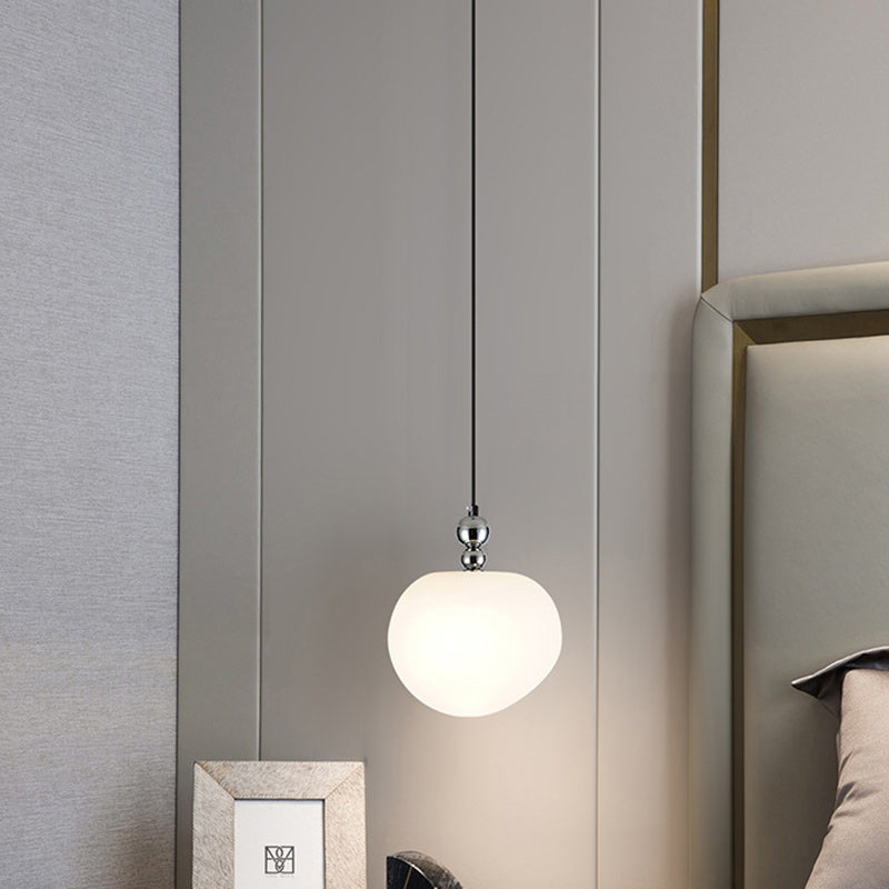Contemporary Scandinavian Dome Apple Shape Liftable Roto-molding Lampshade Iron LED Pendant Light For Bedroom