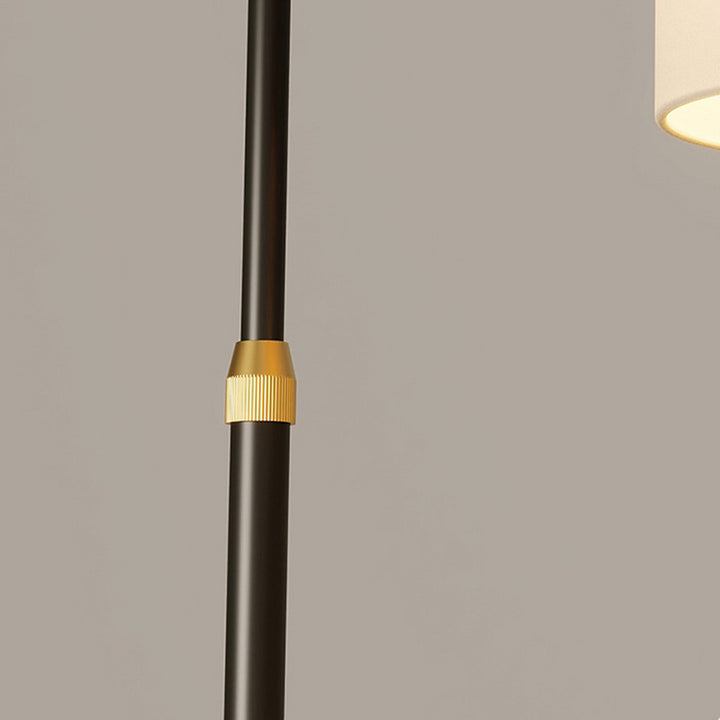 Lampe de sol contemporaine nordique avec base en fer, abat-jour en tissu rond en marbre, 1 lumière pour salon 