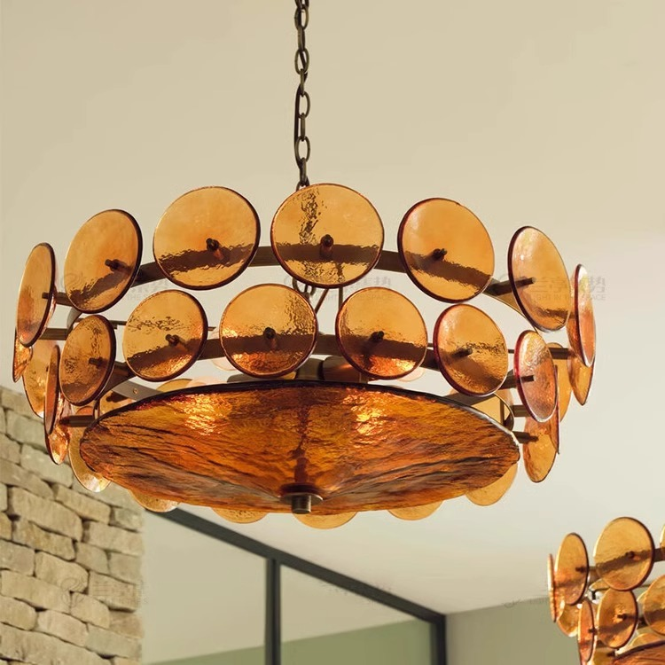 Traditional French Dome Round Circle Iron Glass 8/10 - Light Chandelier For Living Room
