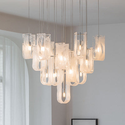 Traditional French Dome Round Geometry Transparent Glass Carbon Steel 1/7/13/19 - Light Chandelier For Living Room